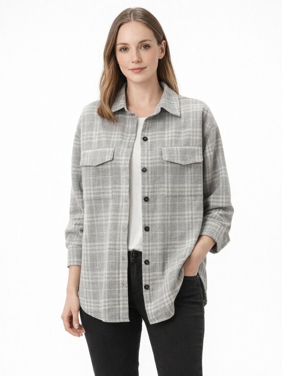 ASOS Jackets & Blazers - ASOS Design shacket in Brown and White Plaid Size 10 Medium